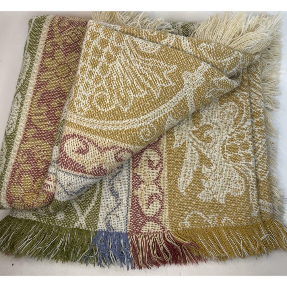 Vintage Weavers Floral Vines Tapestry Throw Blanket Fringe 49X55